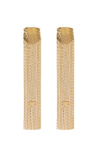 Metal Drop Earrings With Logo - Elisabetta Franchi - Modalova