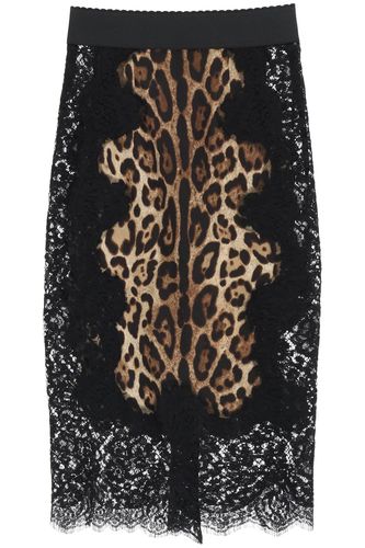 Silk And Lace Midi Skirt - Dolce & Gabbana - Modalova