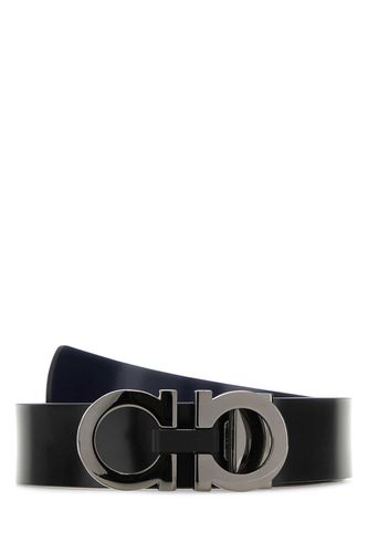 Black Leather Reversible Belt - Ferragamo - Modalova