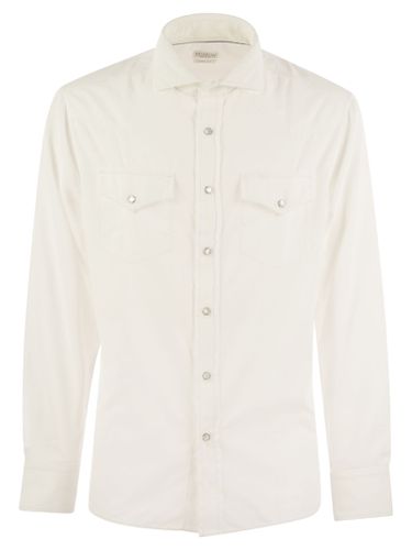 Garment-dyed Corduroy Easy-fit Shirt With Press Studs, Epaulettes And Pockets - Brunello Cucinelli - Modalova