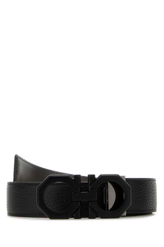 Black Leather Reversible Belt - Ferragamo - Modalova