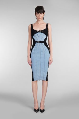 Mugler Dress In Blue Cotton - Mugler - Modalova