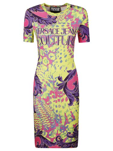 Animalier Logo Print Slim Dress - Versace Jeans Couture - Modalova