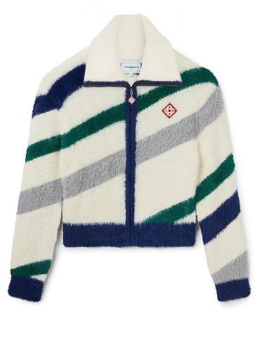 Striped Fluffy Zip-up Jumper - Casablanca - Modalova