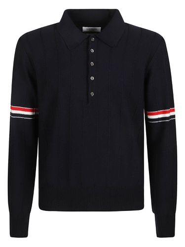 Rwb-striped Long-sleeved Polo Shirt - Thom Browne - Modalova