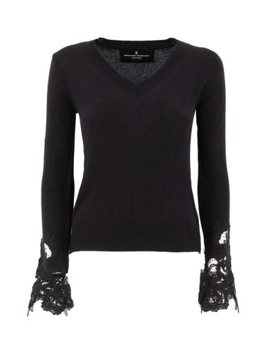 Sweater With Lace On Cuffs - Ermanno Scervino - Modalova