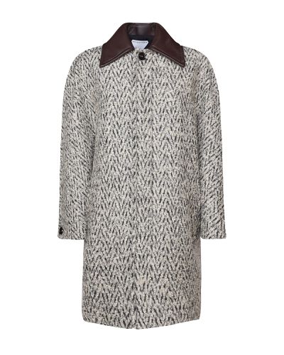 Wool Bouclé Coat With Chevron Pattern - Bottega Veneta - Modalova