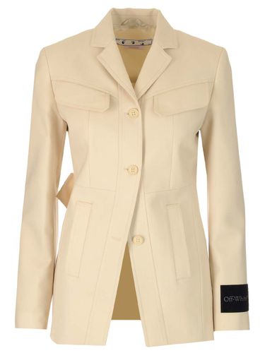 Single-breasted Wool Jacket - Off-White - Modalova