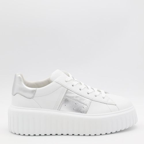 And Silver Leather H Stripes Sneakers - Hogan - Modalova