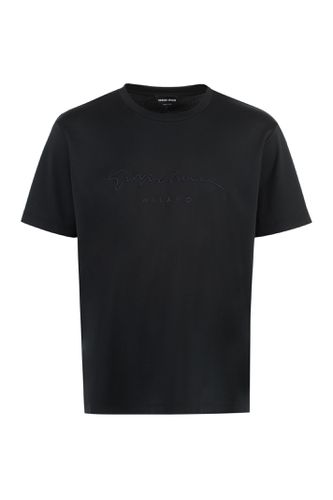 Logo Embroidery Cotton T-shirt - Giorgio Armani - Modalova