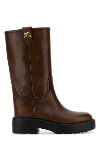 Miu Miu Brown Leather Boots - Miu Miu - Modalova