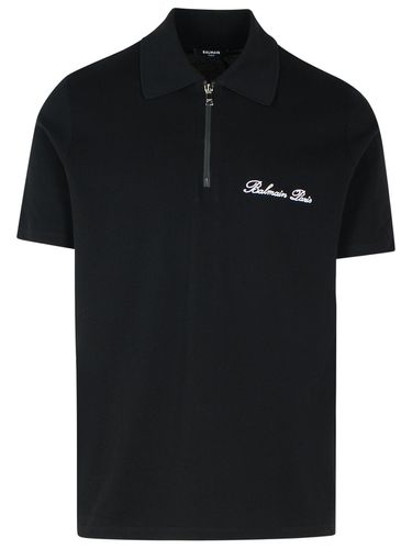 Balmain Black Cotton Polo Shirt - Balmain - Modalova