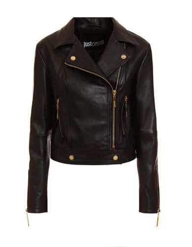 Just Cavalli Black Leather Jacket - Just Cavalli - Modalova