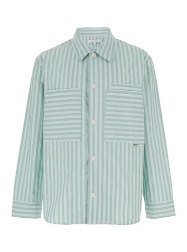 Green Striped Overshirt In Cotton Man - Maison Kitsuné - Modalova