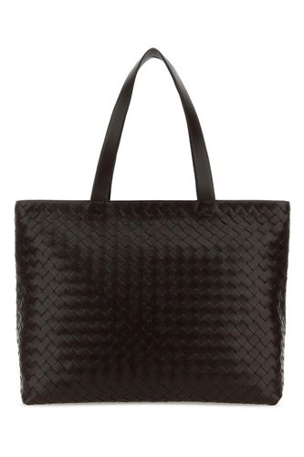 Dark Brown Leather Intrecciato Shopping Bag - Bottega Veneta - Modalova