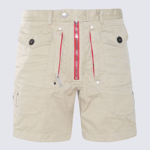 Beige And Red Cotton Blend Shorts - Dsquared2 - Modalova