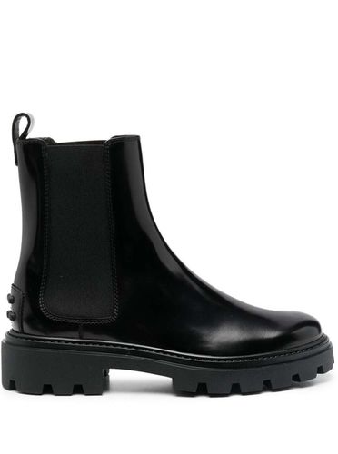 Black beatles Bootie With Stretch Inserts And Rubber Detail In Leather Woman - Tod's - Modalova