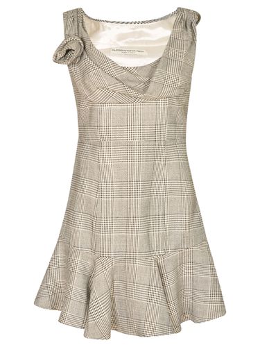 Prince De Galles Rose Details Mini Dress - Alessandra Rich - Modalova