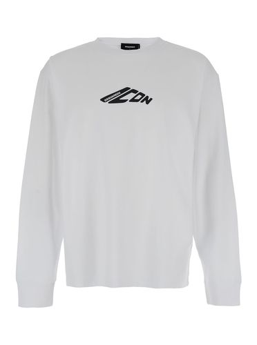Long Sleeve T-shirt With Contrasting Icon Print In Cotton Man - Dsquared2 - Modalova