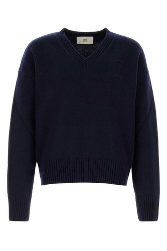 Navy Blue Wool Blend Oversize Sweater - Ami Alexandre Mattiussi - Modalova