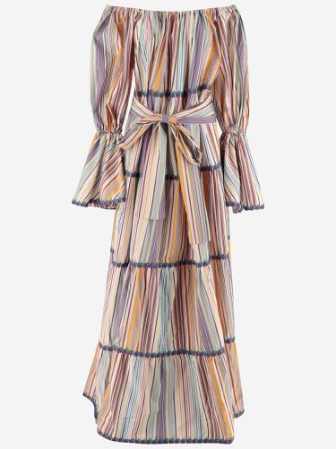 Cotton Maxi Dress With Striped Pattern - Flora Sardalos - Modalova