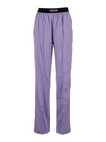 Pants With Logo Lettering On The Waist In Silk Stretch Woman - Tom Ford - Modalova