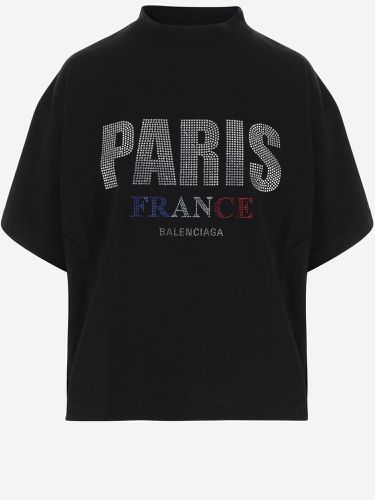 Paris Rhinestone Cropped T-shirt - Balenciaga - Modalova