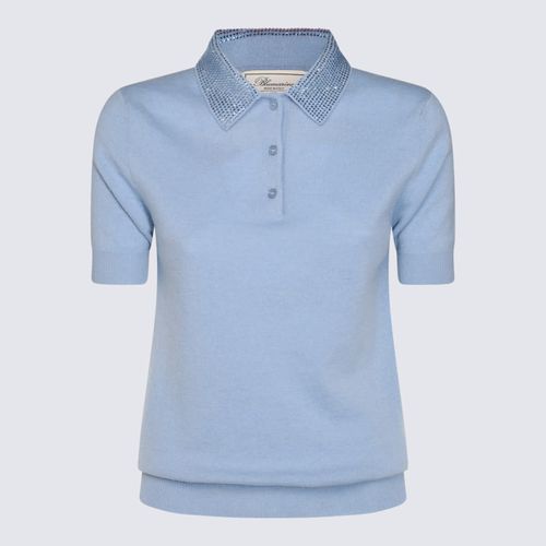 Blumarine Blue Wool Polo Shirt - Blumarine - Modalova