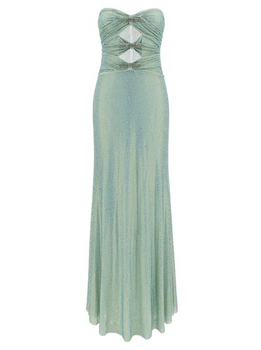 Maxi Dress With Cut-out And All-over Rhinestones In Stretch Fabric Woman - self-portrait - Modalova