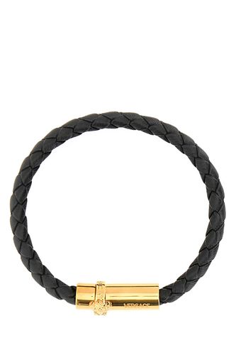 Versace Black Leather Bracelet - Versace - Modalova