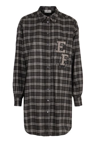 Checked Cotton Shirtdress - Elisabetta Franchi - Modalova