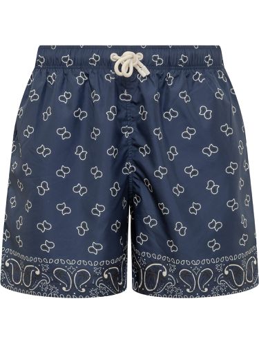 Swim Shorts With Bandana Monogram - Palm Angels - Modalova