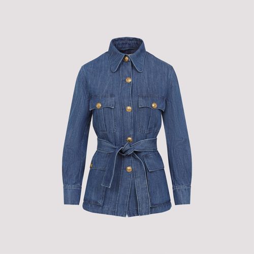 Sahariana Belted Waist Denim Jacket - Valentino Garavani - Modalova