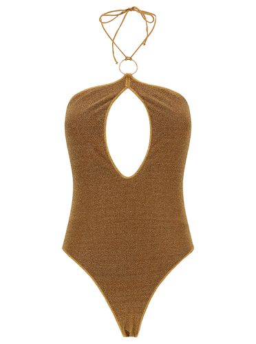 Lumière Gold One-piece Swimsuit With Cut-out And Ring In Polyamide Blend Woman - Oseree - Modalova