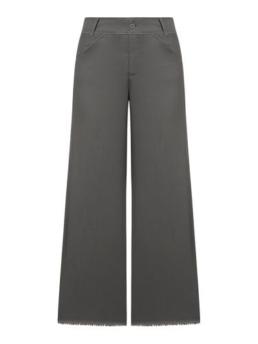 Wide Leg Trousers With Raw Cut At The Bottom In Viscose And Stretch Cotton - Transit - Modalova