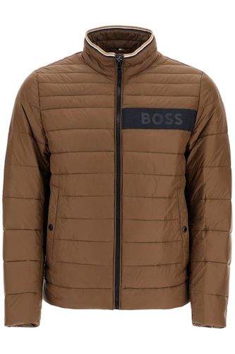 Green Striped Slim Down Jacket With High Collar - Hugo Boss - Modalova