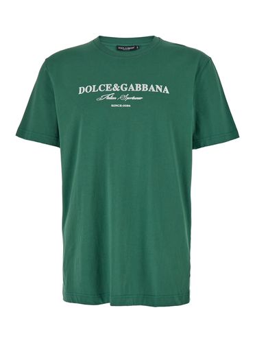 Crewneck T-shirt With Logo Print In Cotton Man - Dolce & Gabbana - Modalova