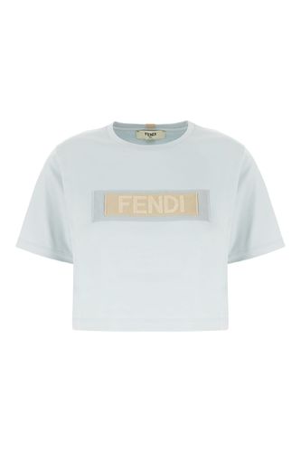 Pastel Light Blue Cotton T-shirt - Fendi - Modalova