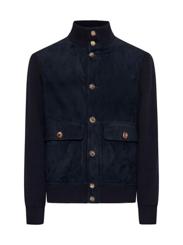 Suede And Knit Bomber Jacket - Brunello Cucinelli - Modalova