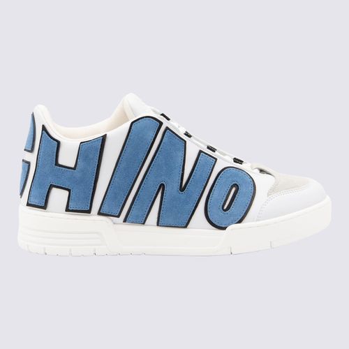 Moschino White And Blue Sneakers - Moschino - Modalova