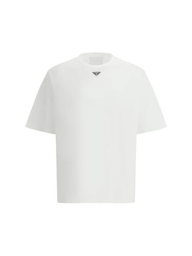 T-shirt With Triangular Plaque - Prada - Modalova