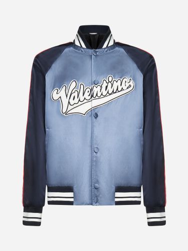 Logo-patch Viscose And Cotton Bomber Jacket - Valentino Garavani - Modalova