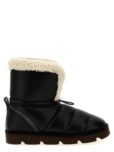 Leather Boot With Shearling Lining - Brunello Cucinelli - Modalova