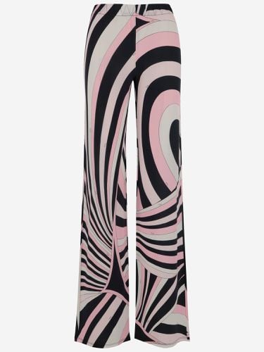 Stretch Viscose Pants With Iris Pattern - Pucci - Modalova