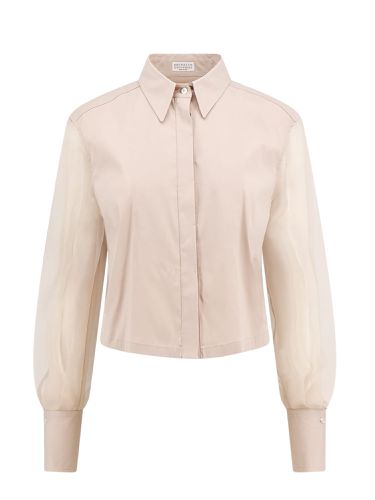 Cotton Shirt With Voile Sleeves - Brunello Cucinelli - Modalova