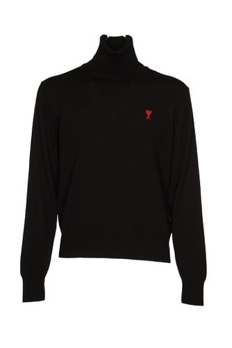 Turtleneck Rib Trim Logo Jumper - Ami Alexandre Mattiussi - Modalova