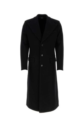 Black Stretch Wool Blend Coat - Dolce & Gabbana - Modalova