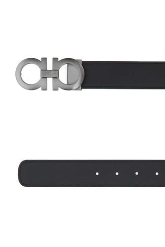 Black Leather Reversible Belt - Ferragamo - Modalova