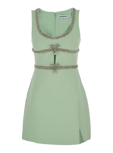 Mini Mint Green Dress With Bows And Crystals In Fabric Woman - self-portrait - Modalova