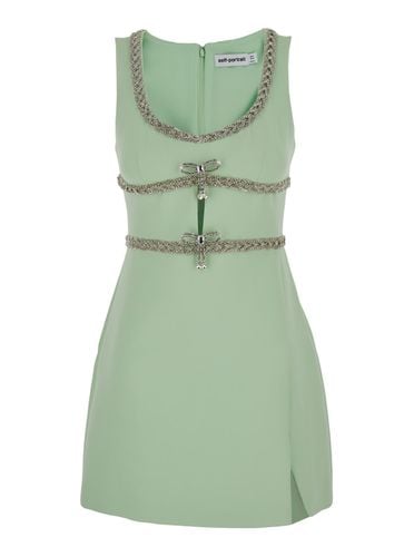 Mini Mint Dress With Bows And Crystals In Fabric Woman - self-portrait - Modalova
